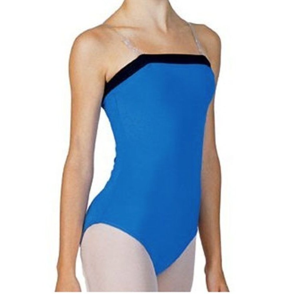Bal Togs 6003 Women's Small (4-6) Blue With Black Trim Camisole Leotard